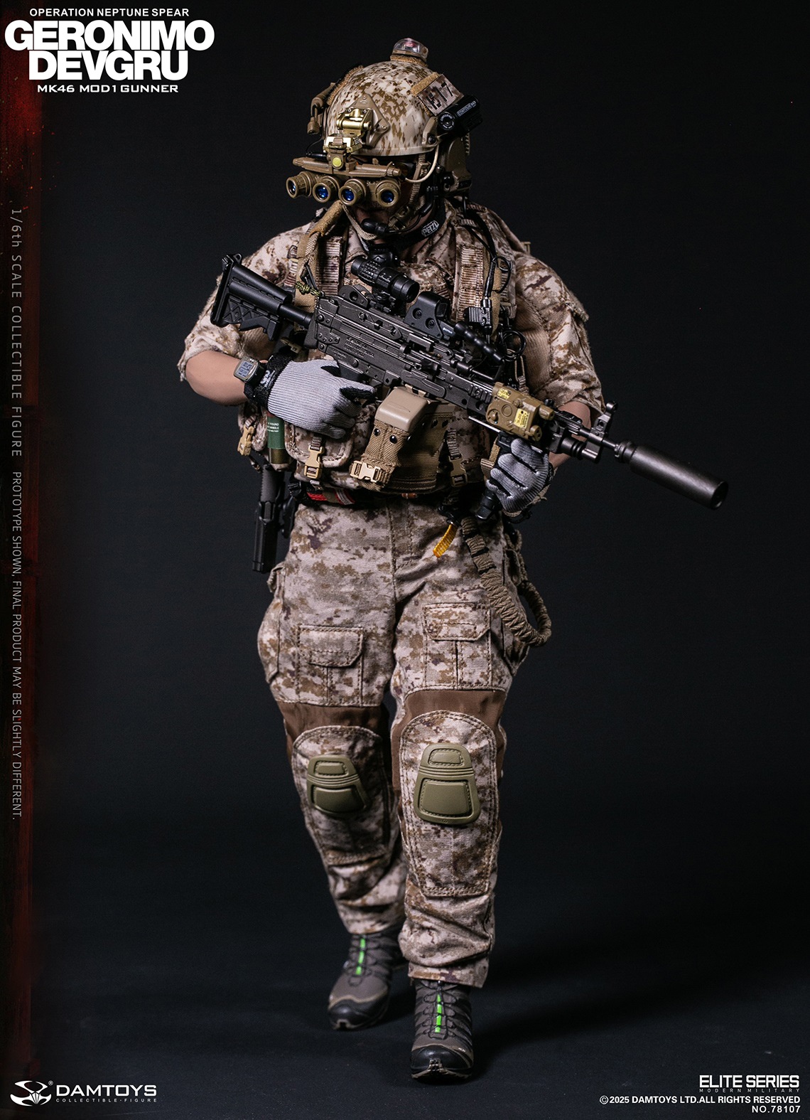 DAMTOYS – DEVGRU Operation Neptune Spear GERONIMO MK46 MOD1 Gunner 78107 (Licensed)
