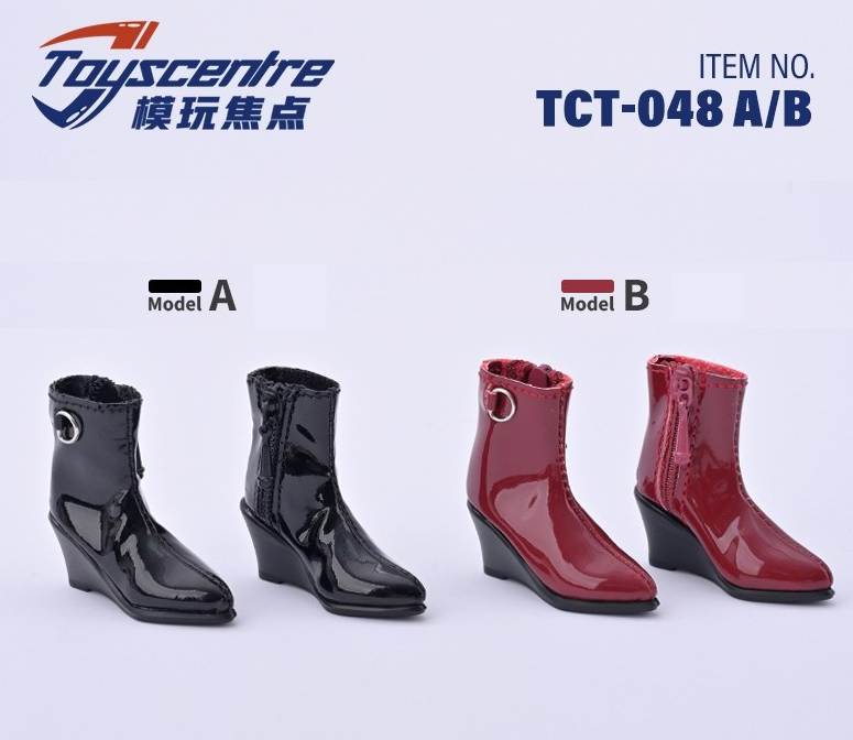 Toyscentre Studio – 1/6 Women’s wedge-heeled pointed high-heeled short boots 2 styles TCT-048 (Licensed)