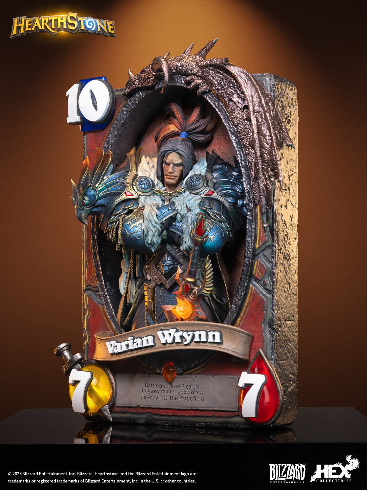 HEX Collectibles & Blizzard Entertainment – Hearthstone Varian Wrynn Legendary Card Art Statue HEXFRAME02 (Licensed)