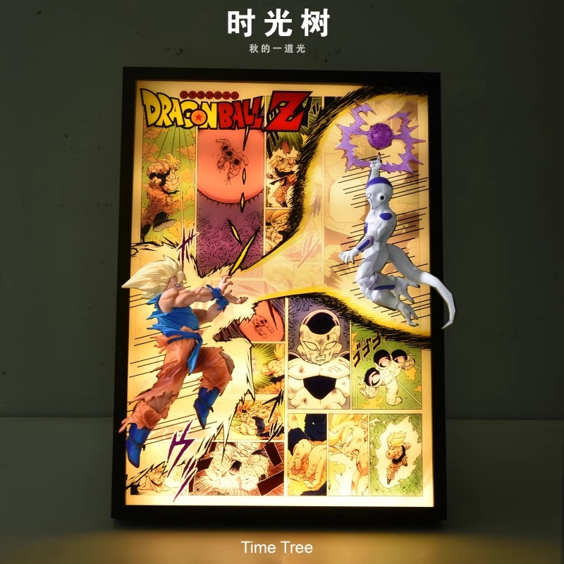 Time tree Studio – Dragon Ball Son Goku & Frieza Figure Out of Comics 3D Stereo Light Painting
