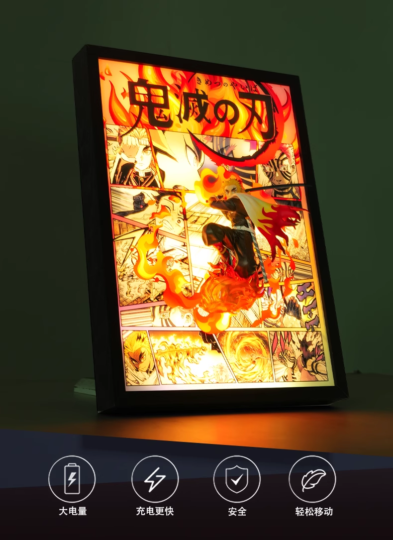 Time tree Studio – Demon Slayer: Kimetsu No Yaiba Kyojuro Rengoku Decorative 3D Stereoscopic Painting