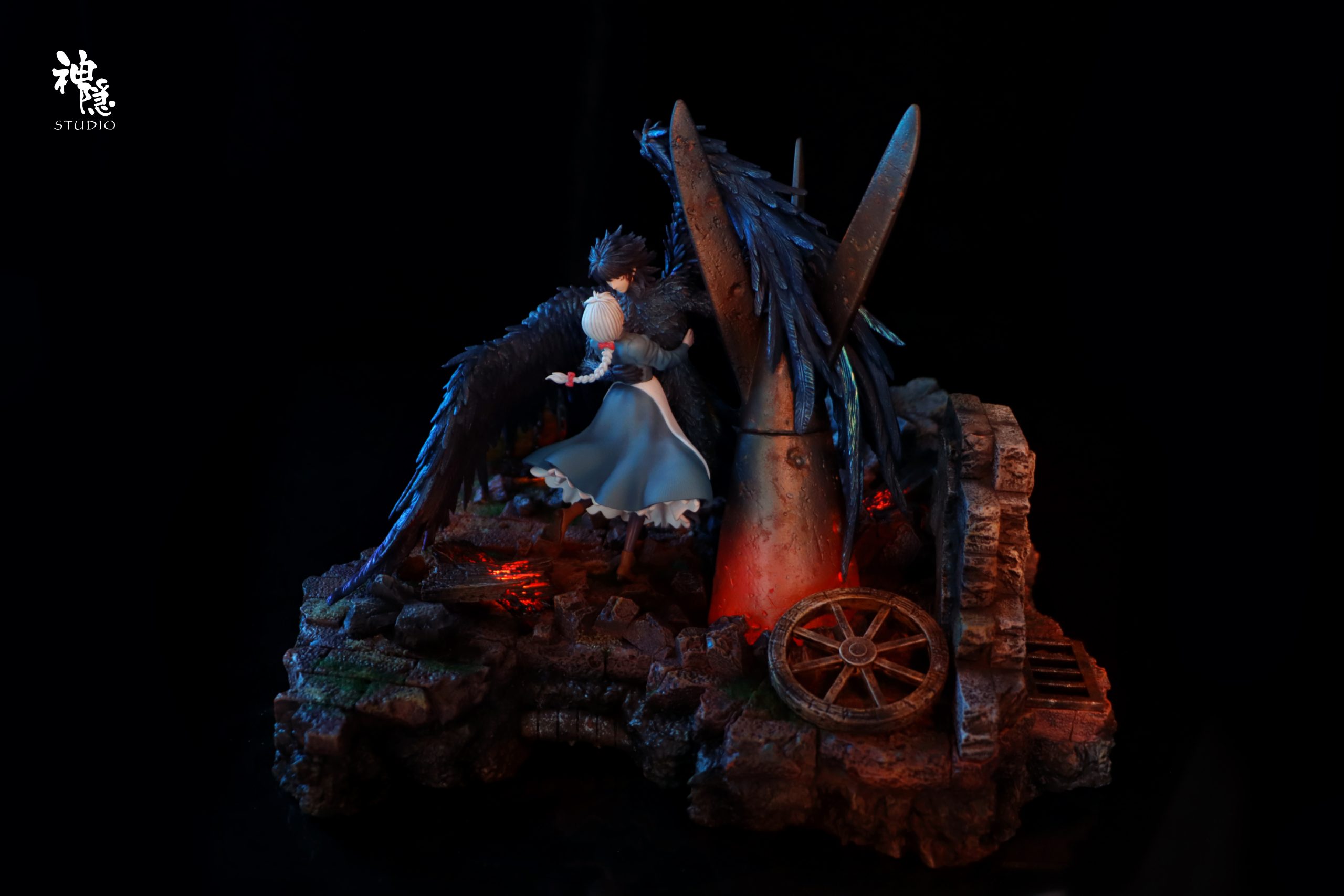 Shen Yin Studio – Howl’s Moving Castle Silhouette Moments Series Howl & Sophie Embrace Amidst the Flames