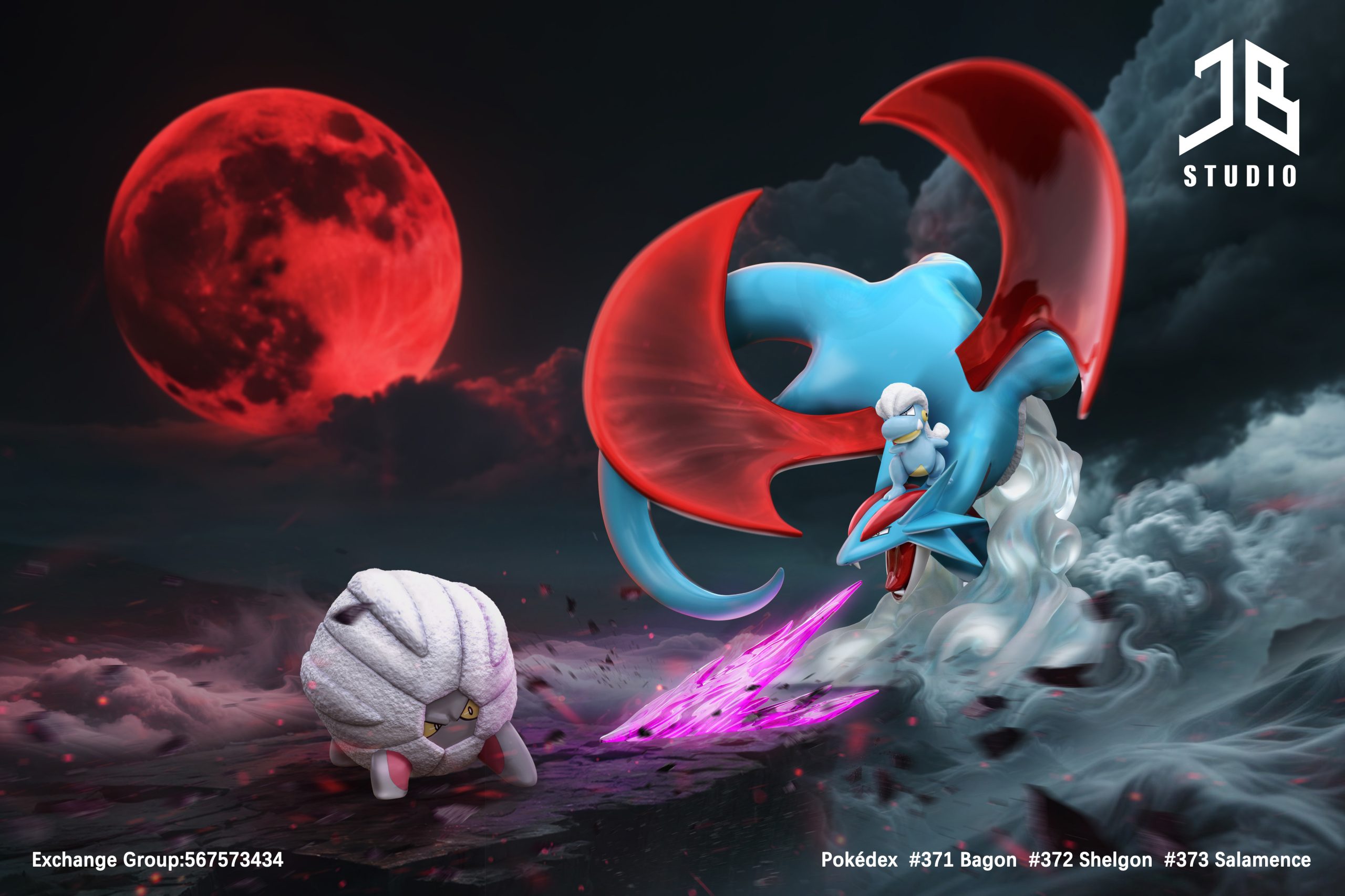 JB Studio – Pokémon Pokédex Series Evolution Line #371 Bagon #372 Shelgon #373 Salamence