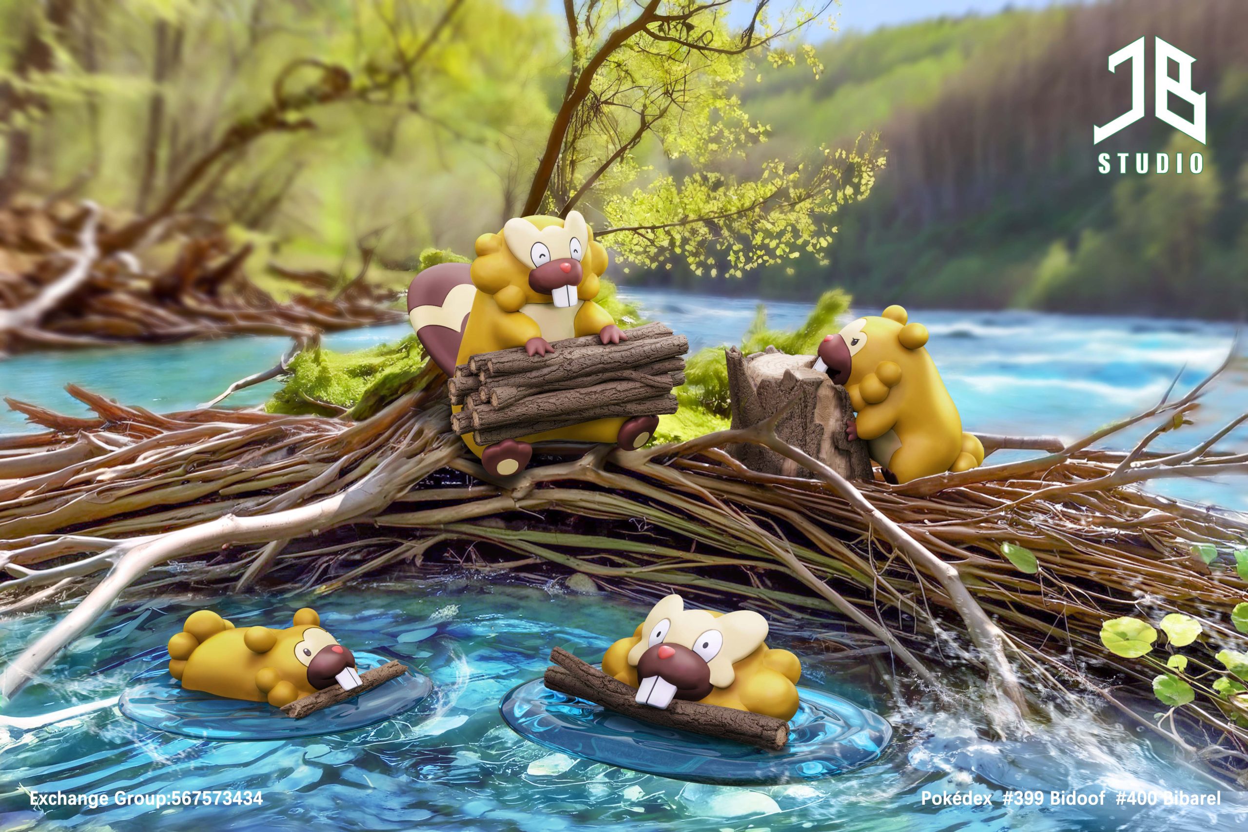 JB Studio – Pokémon Pokédex Series Evolution Line #399 Bidoof #400 Bibarel