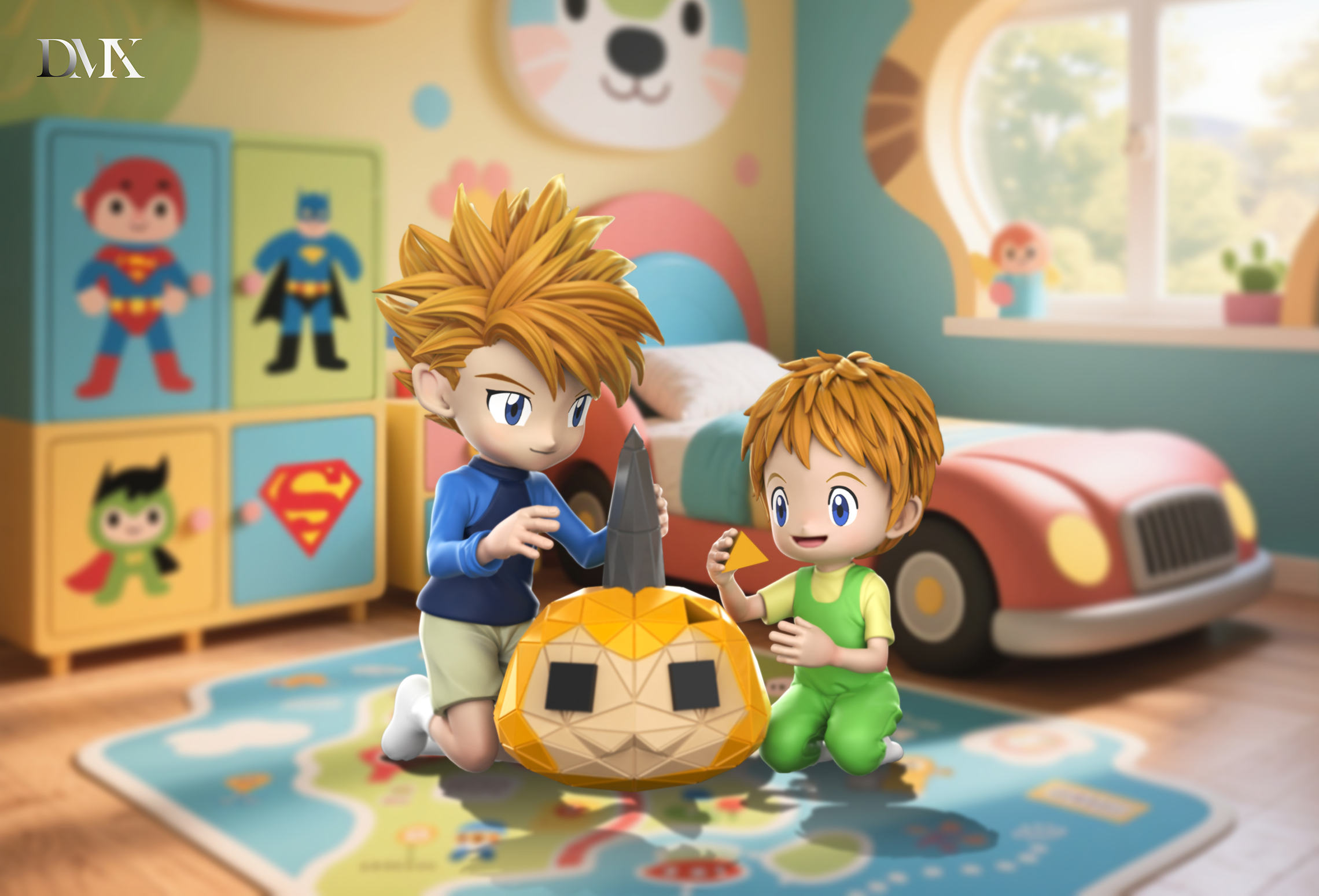DMX Studio – Digimon Childhood Taichi & Hikari & Koromon Dolls Childhood Yamato & Takeru & Tunomon Building Blocks