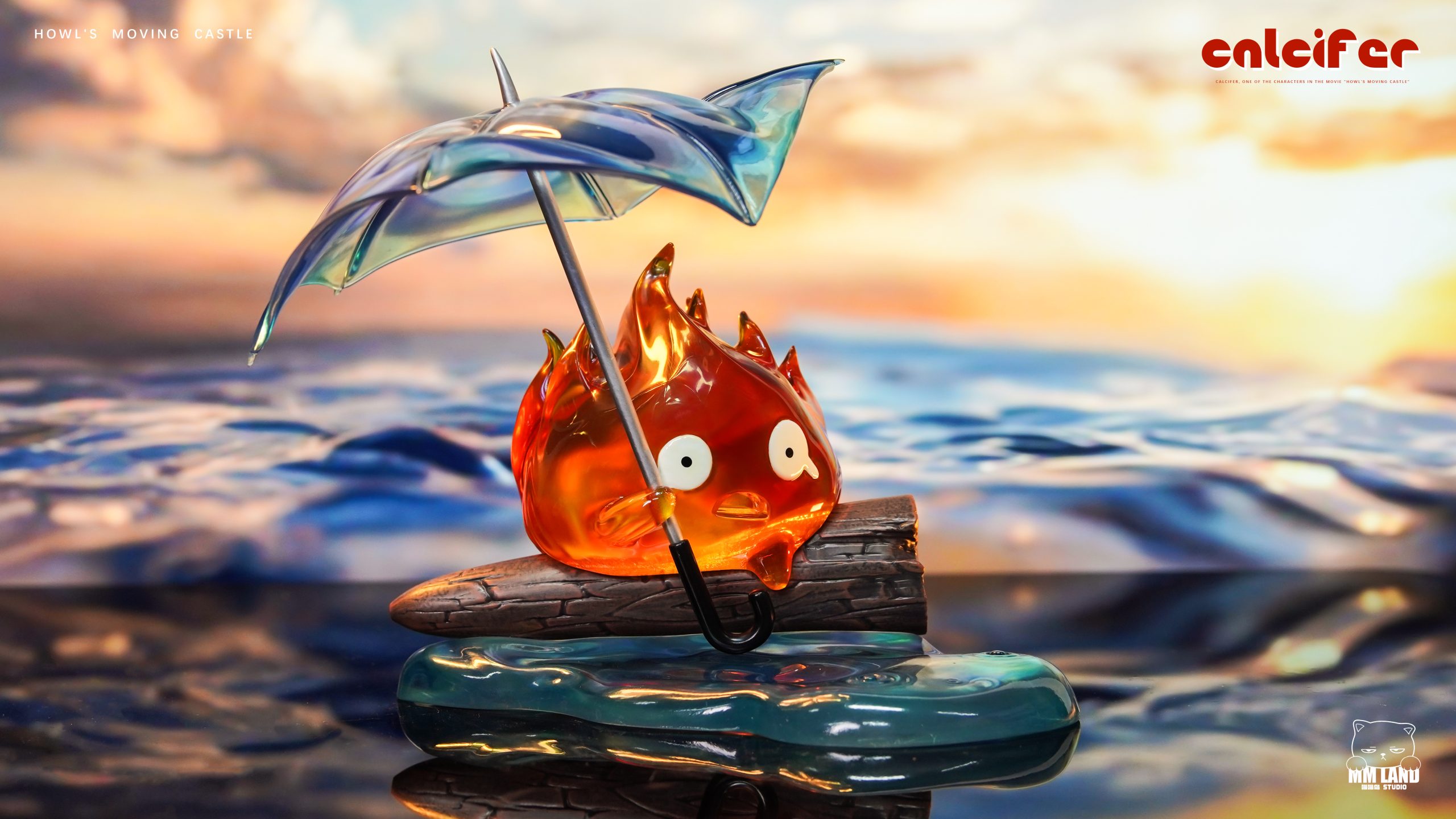 MMLAND Studio – Howl’s Moving Castle Calcifer Holding An Umbrella In The Rain