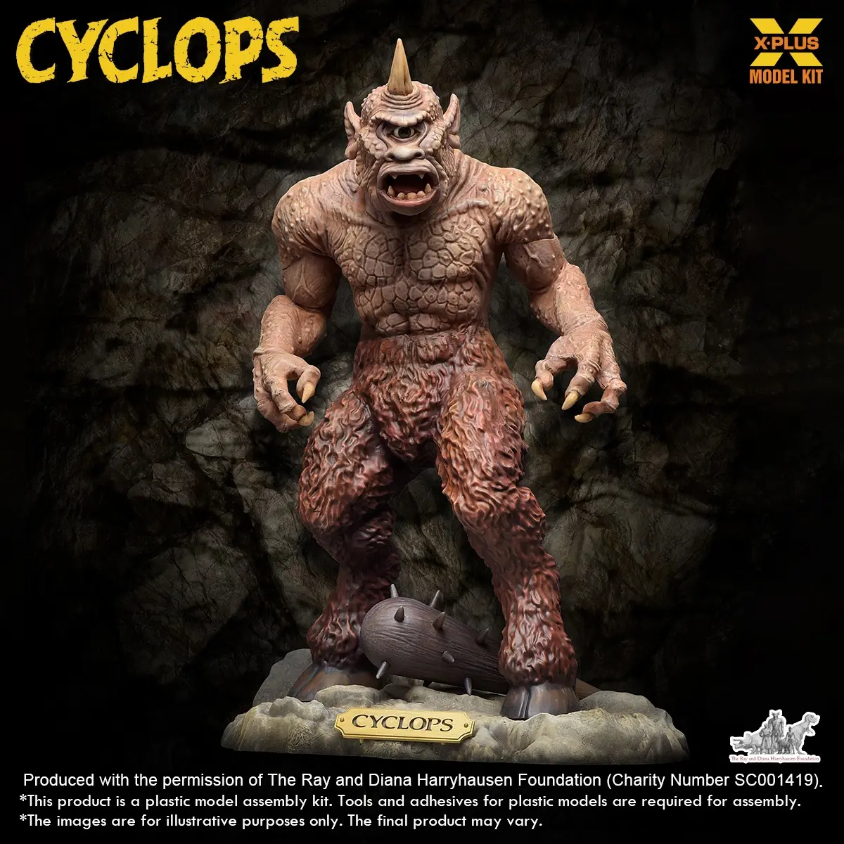 X-PLUS PLEX Studio – Ray Harryhausen series 23cm Ray Harryhausen Series Cyclops Model Kit White Film 411-200363CP (Licensed)