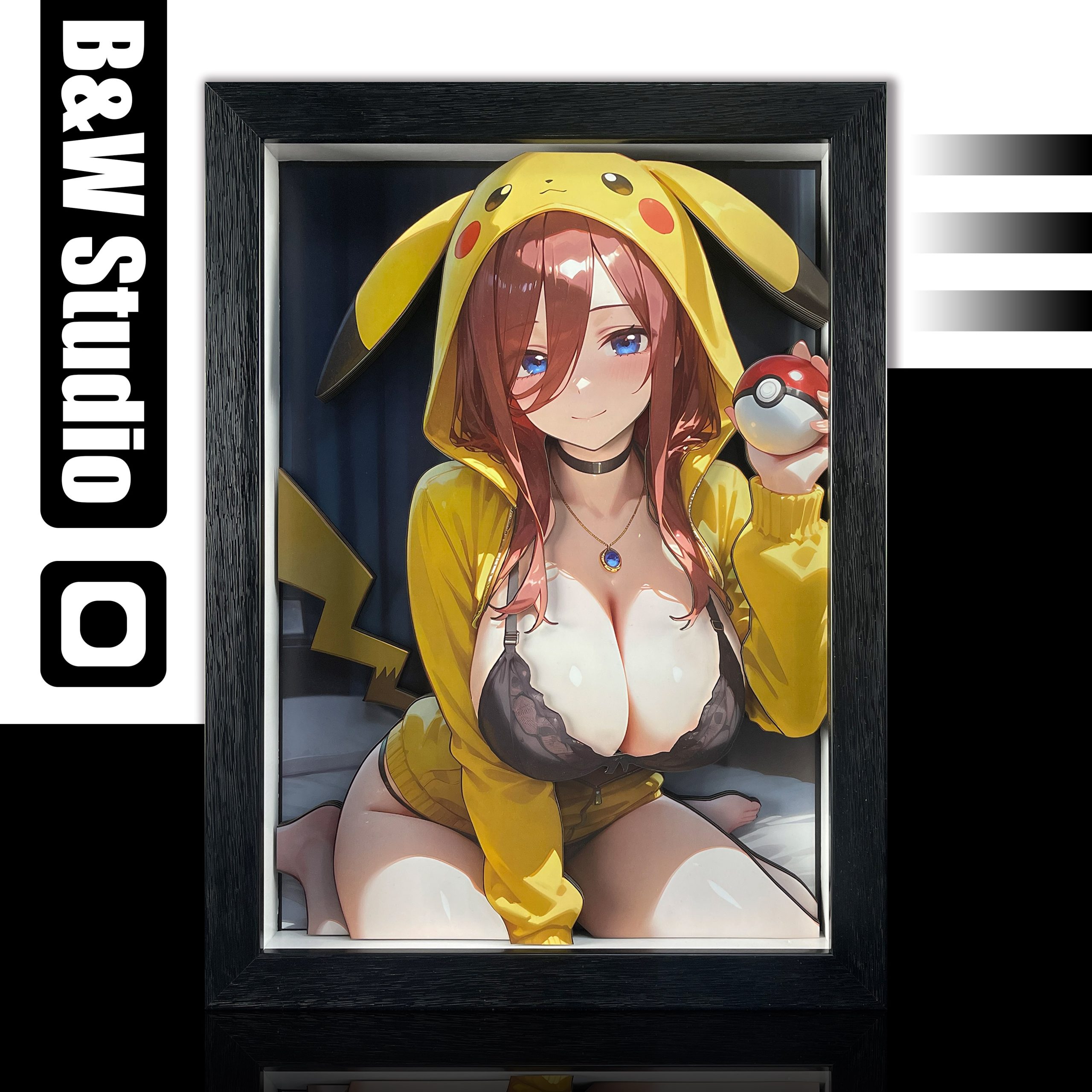 B&W Studio – The Quintessential Quintuplets Pikachu Girls Series Decorative Art #4 Miku Nakano 3D Wall Art
