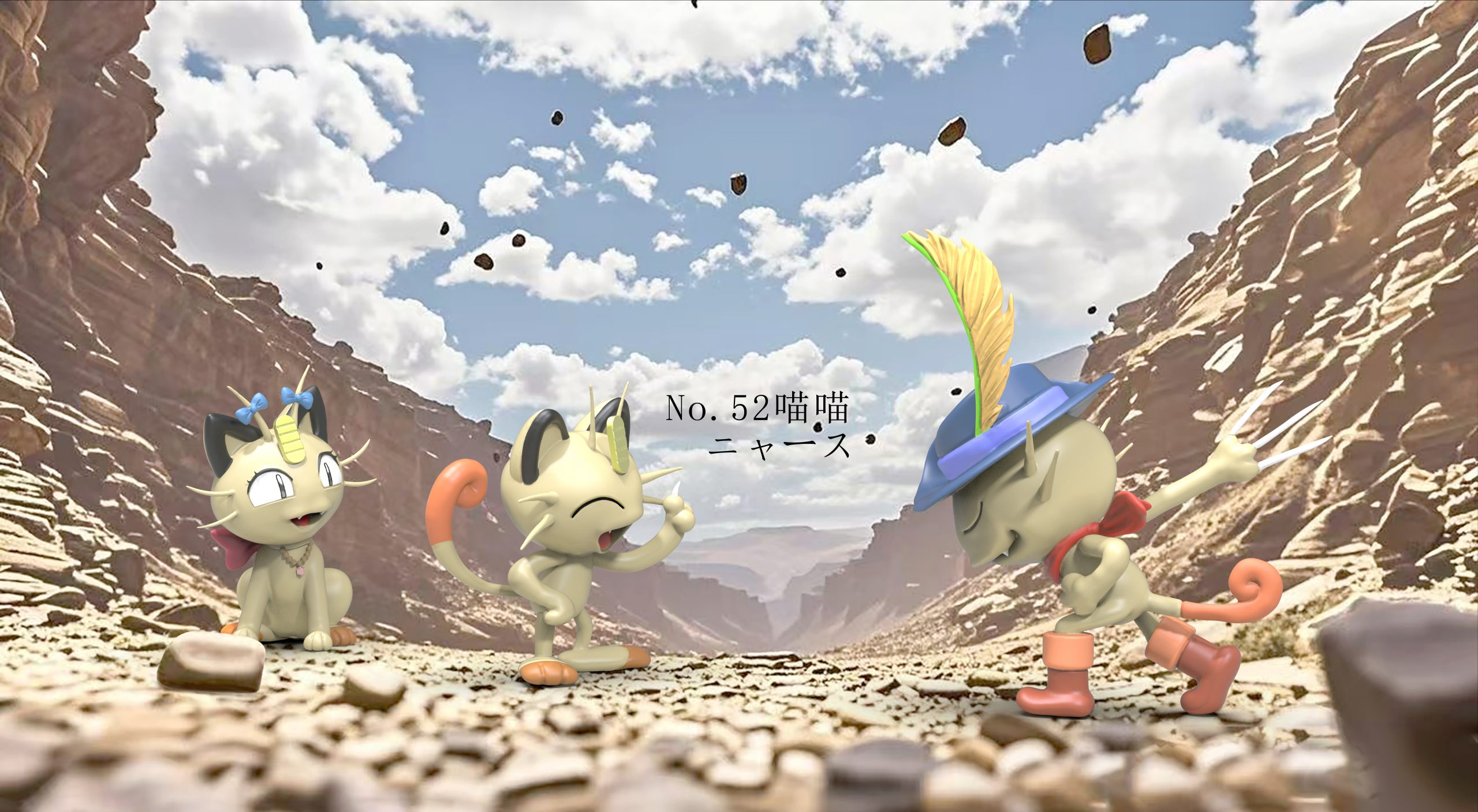TS Studio – Pokémon Rocket Team Meowth & Beauty Meowth & Cowboy Meowth Set