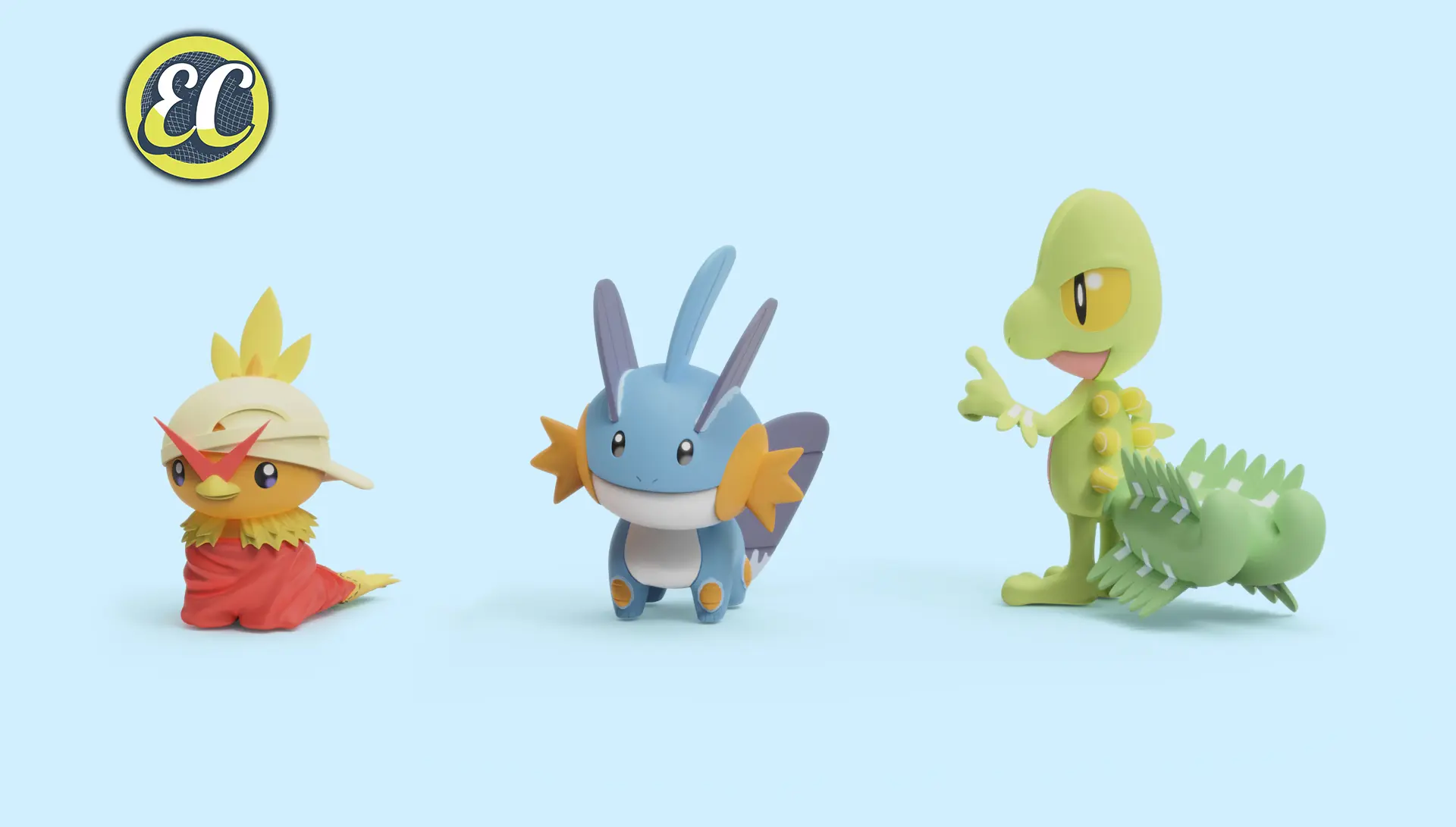 EC Studio – Pokémon Cute Series 04 Torchic + Mudkip + Treecko