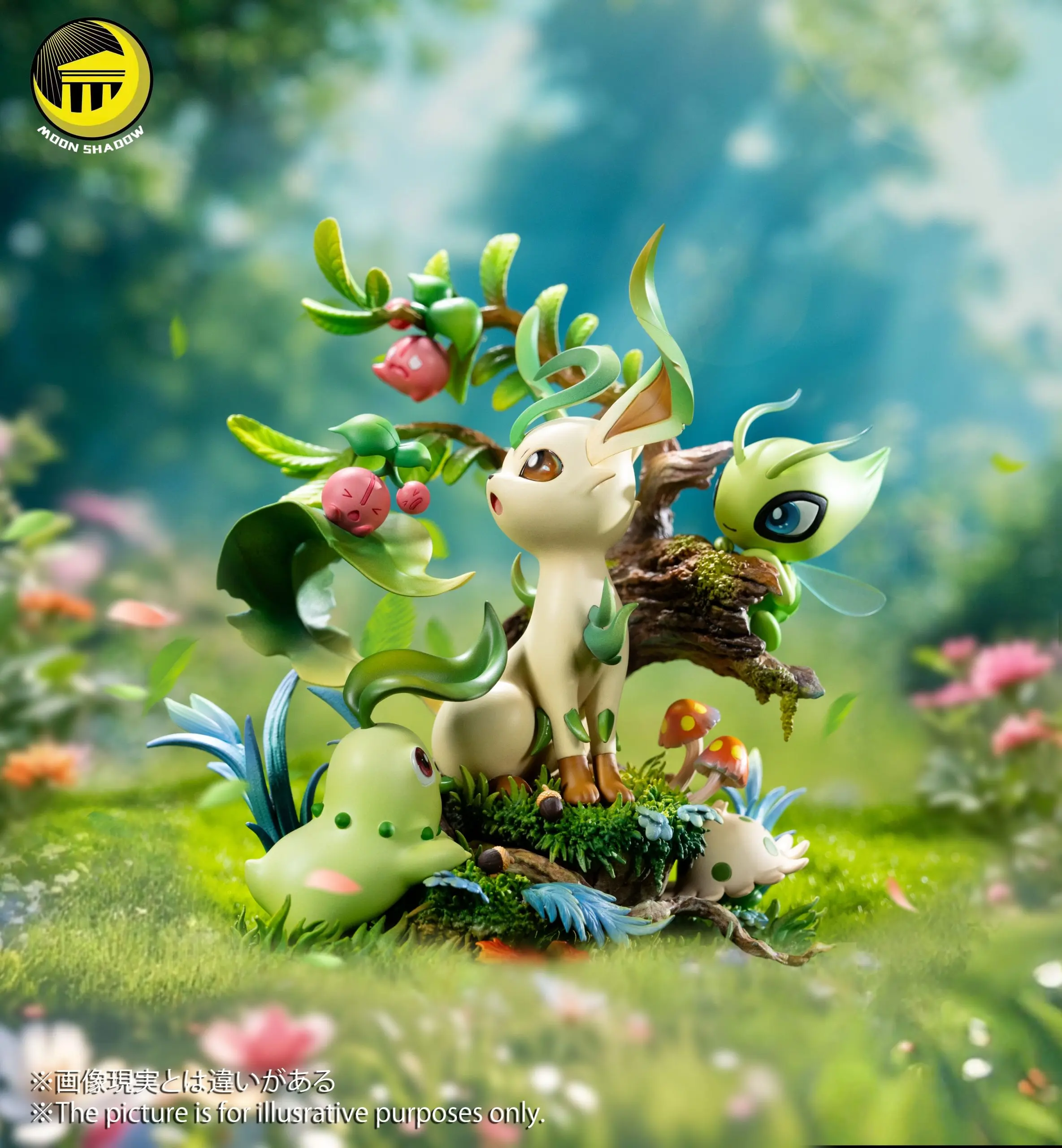 MoonShadow Studio – Pokémon Nature Series Leafeon & Celebi & Chikorita & Shroomish & Cherubi Natural Scene
