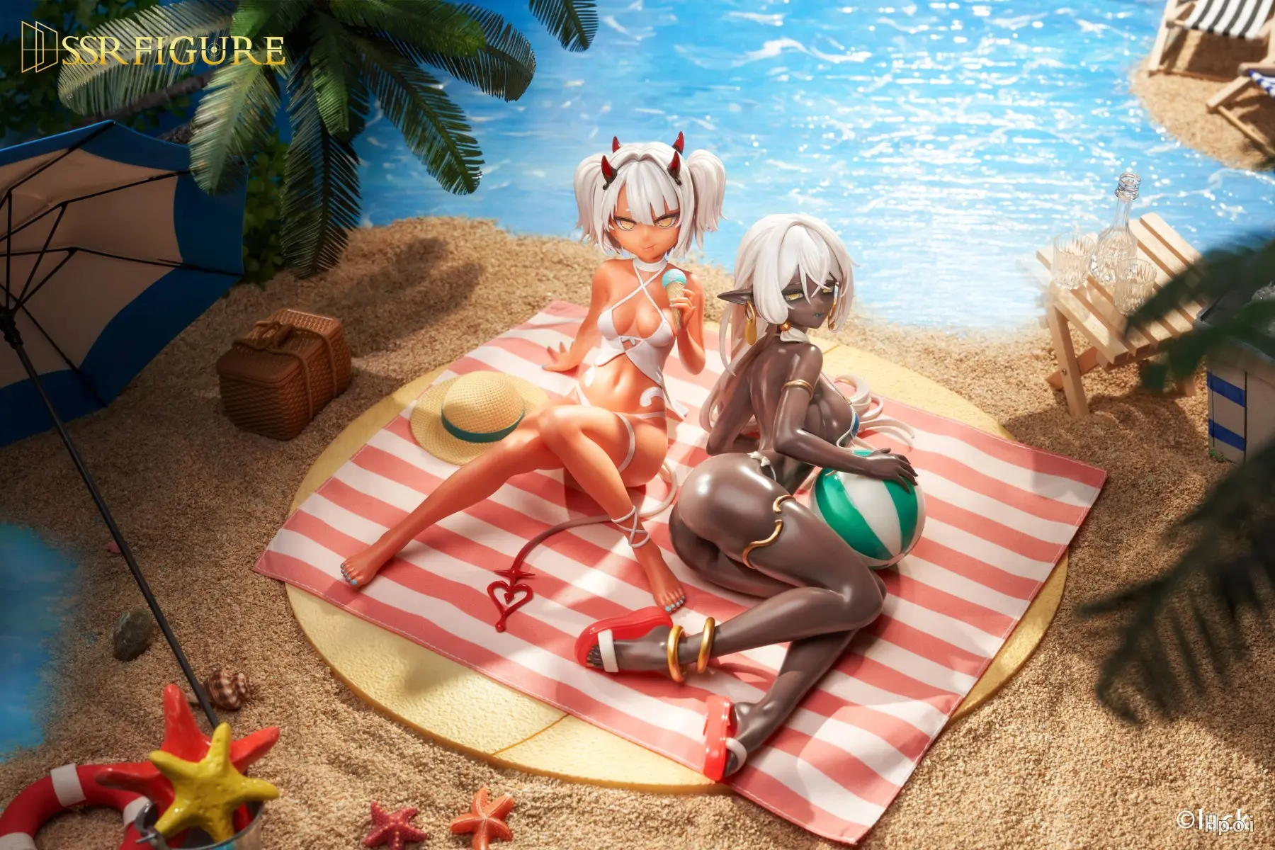 SSR FIGURE – Original SSR Figure Caffeine-chan & Dark Elf Dancer Summer Ver. (Licensed)