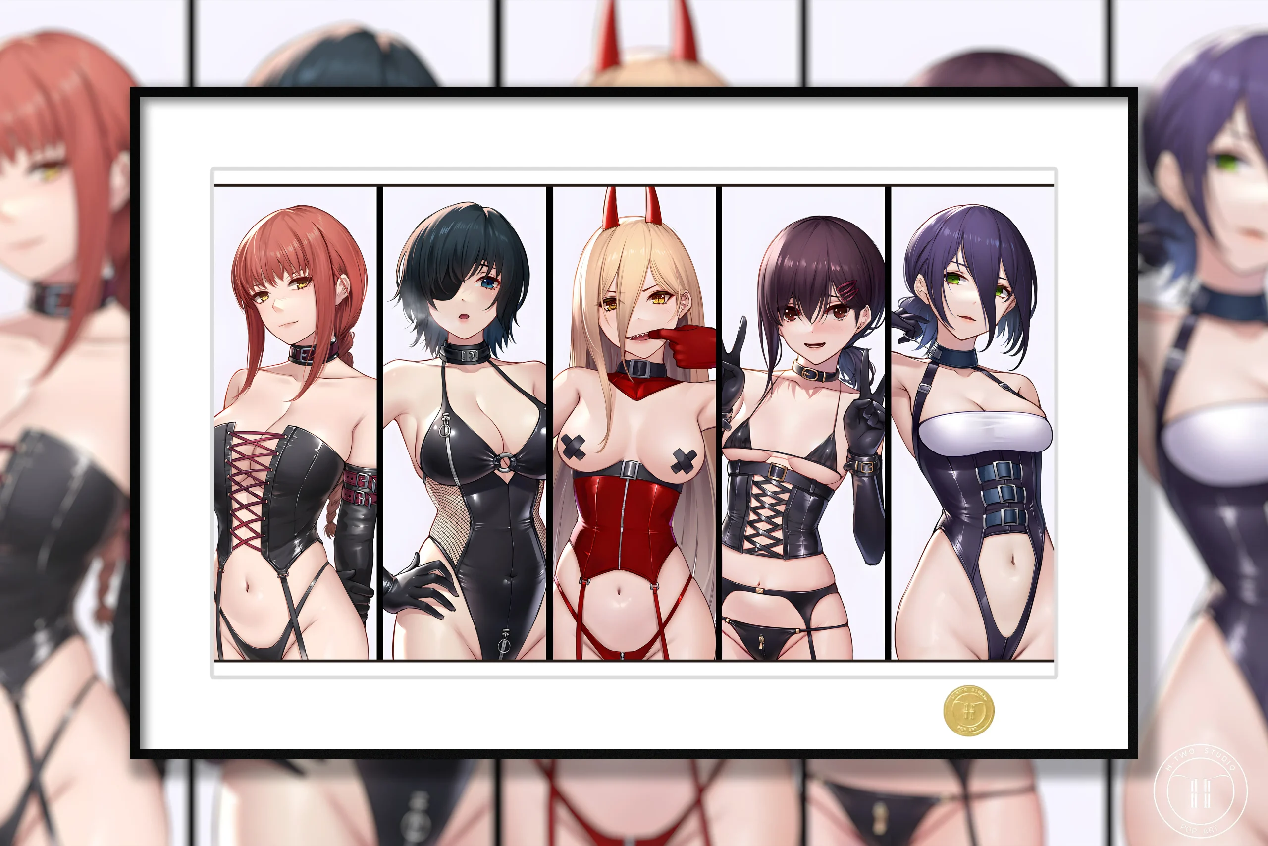 H-TWO Studio – Chainsaw Man Bondage Girl Group Makima & Power & Reze & Kobeni & Himeno Animation Decorative Painting