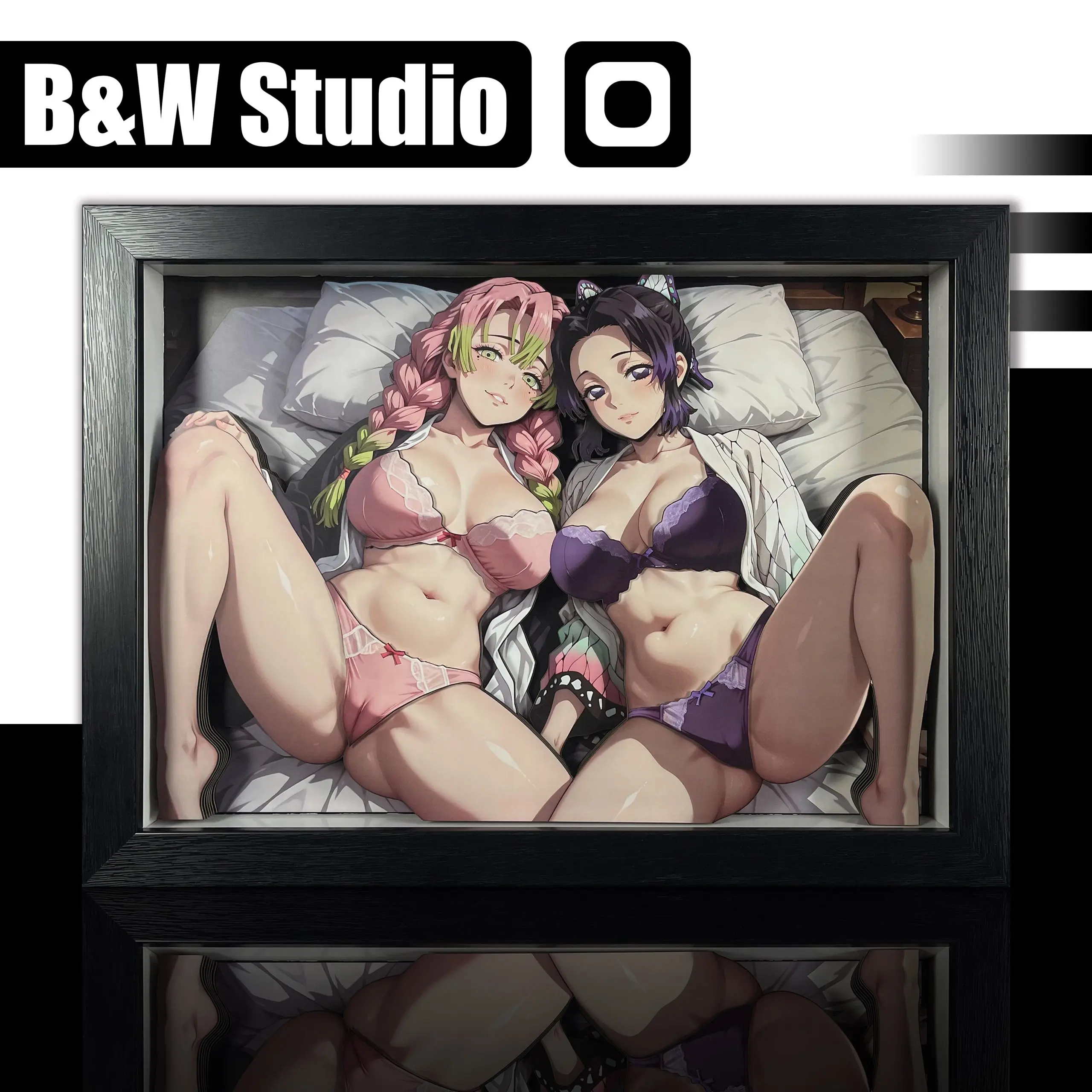 B&W Studio – Demon Slayer Mitsuri & Shinobu 3D Decorative Painting