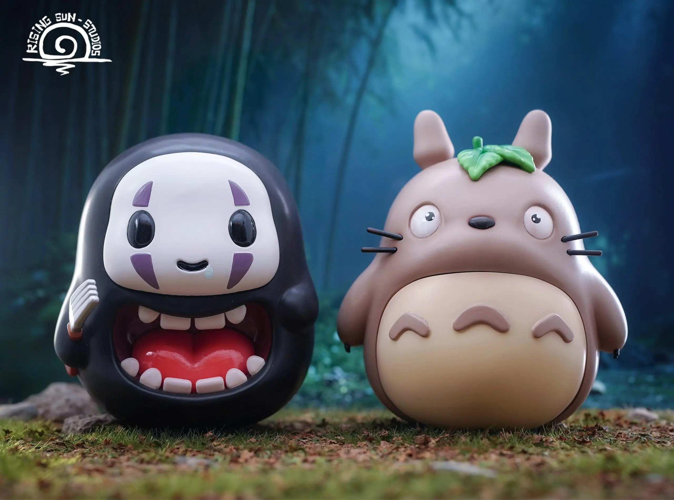 Rising Sun Studio – Spirited Away & My Neighbor Totoro Hayao Miyazaki Daruma Series #1 No Face man & Totoro