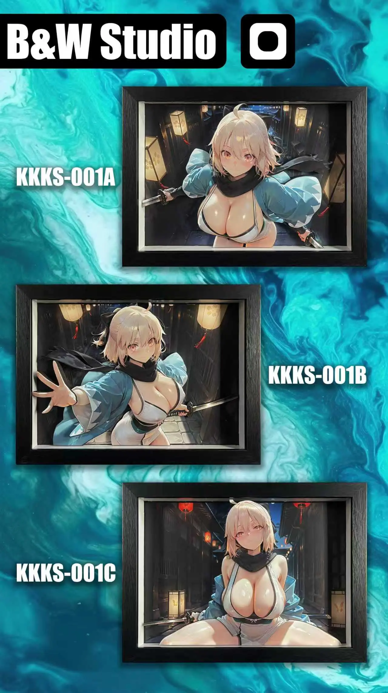 B&W Studio – Fate 3D Decorative Painting Set #1 Okita Souji