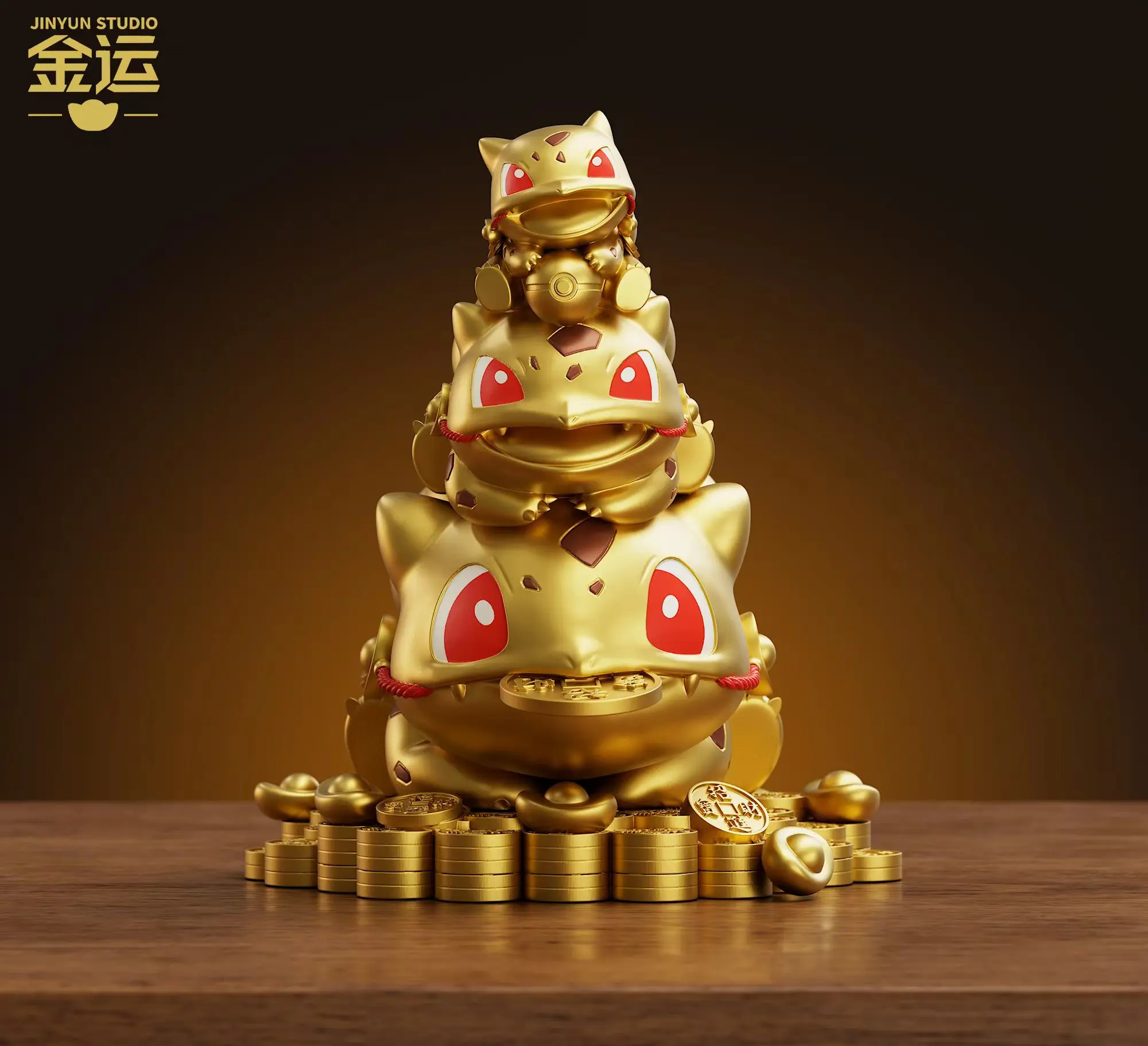 Jin Yun Studio – Pokémon Golden Toad Bulbasaur Wealth-Attracting Fun Ornament